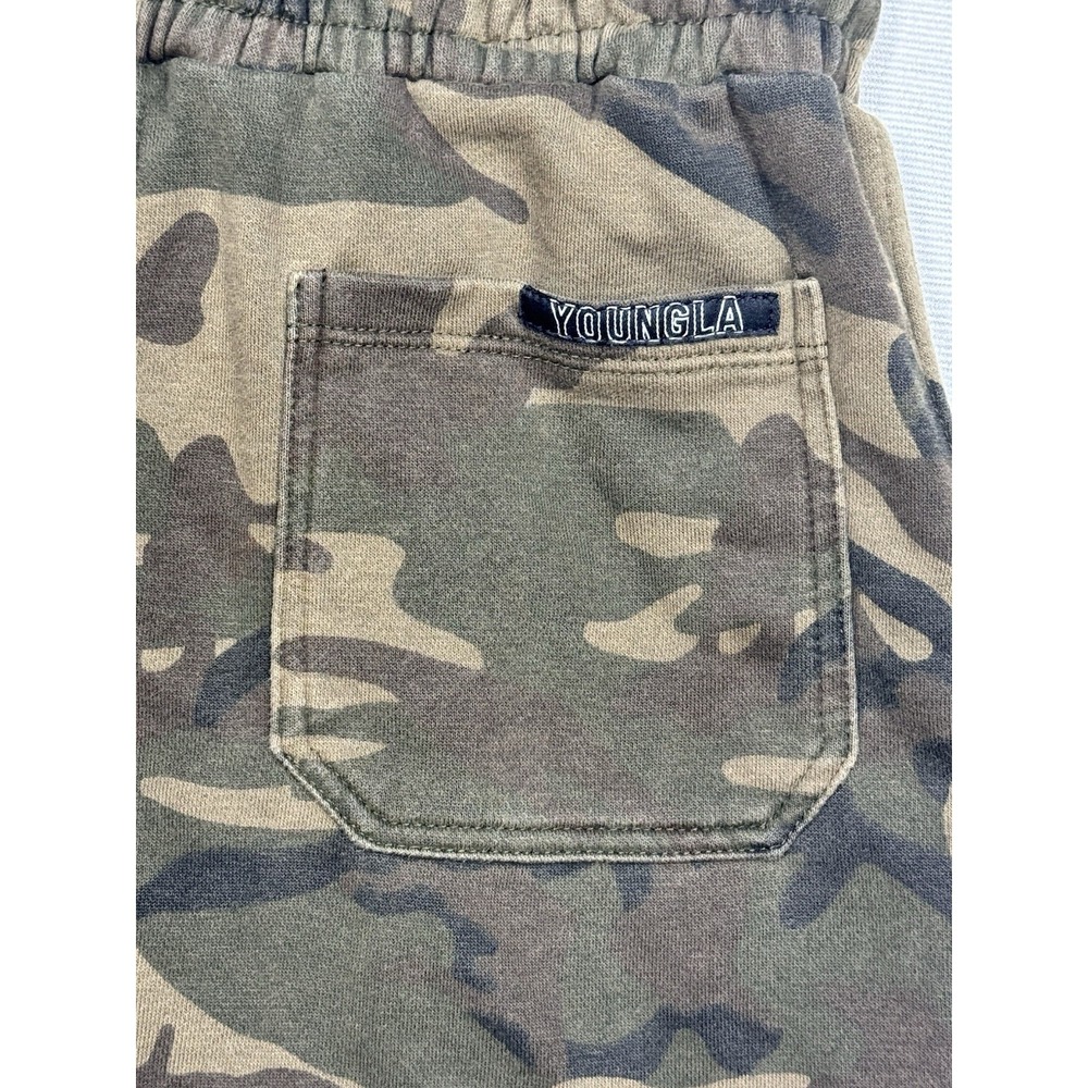 YoungLA Mens Lounge Short Sz M Green Camo Running Gym Workout 4" Ins - Picture 13 of 16